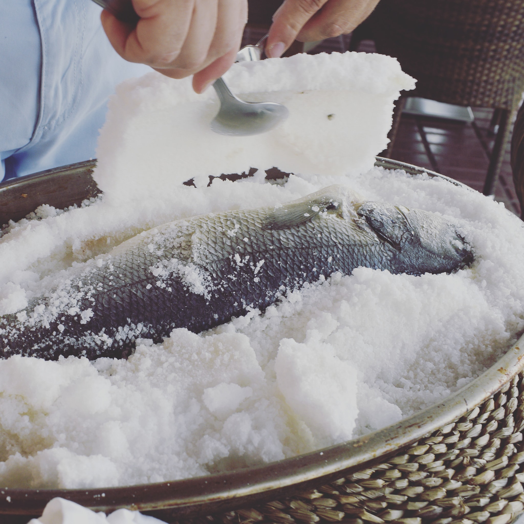 Saltbaked sea bass a simple and tasty recipe Restaurant Can Pep